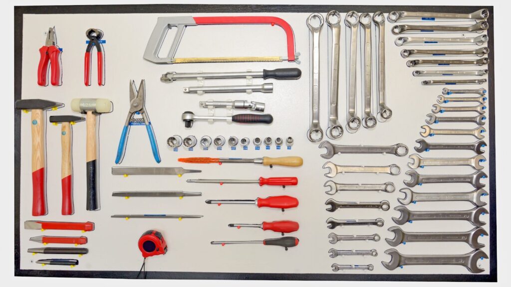 Ferramentas organizadas de acordo com o Shadowboard 